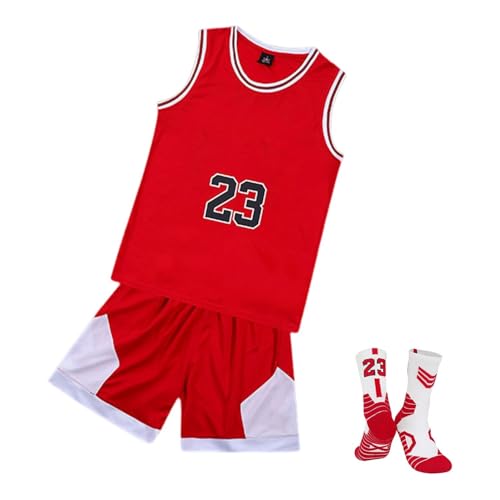 duzhengzhou Für Kinder Basketball Jersey Set Nr.23/24 Basketball Trikot Mit Socken Sleeveless Basketball Trikot(QDAN,L) von duzhengzhou