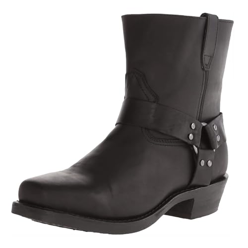 duzhengzhou Herren Stiefeletten Quadratischer Kopf Westernstiefel Cowboystiefel Mit Reißverschluss(Black,46) von duzhengzhou