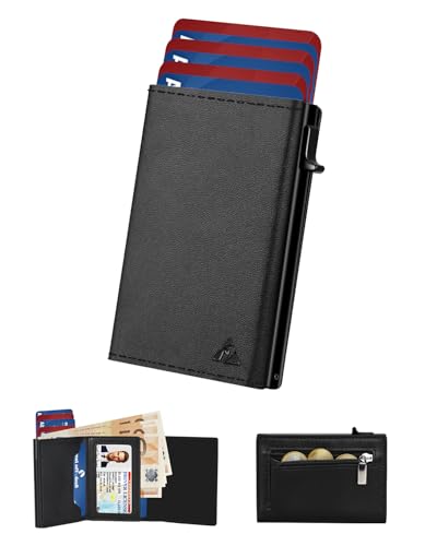 dwnkove Kartenetui Herren, Slim Wallet mit Münzfach & RFID Schutz & ID-Fenster, Pop-Up Smart Wallets for Men and Card Holder, Leder Portmonee Geldbeutel, Fahrrad Spiegel eBike 2 von dwnkove