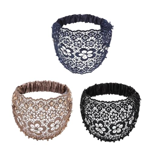 dwxnauixl Drei Perlen und Stirnband Set Luxuriöse Damen Ausgefallene Modische Spitze Perlen Accessoires Hochzeit Urlaub Styling von dwxnauixl