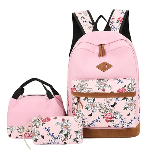 dwxnauixl Oxford Cloth Girls Cherry School 3 Bow Daypack Oxford Cloth mit Tasche Primary Rucksack School Bow 3 Set mit Etui, Typ+1 von dwxnauixl