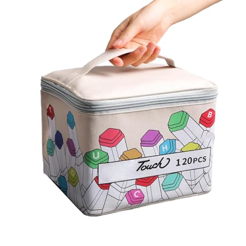 dwxnauixl Stilvolle Stash Farbige Tasche Mit Basis Für Mark Stift Lagerung Tasche Bunte Mit Basis PU 80 Farbe Lagerung Box, 120 Farben von dwxnauixl