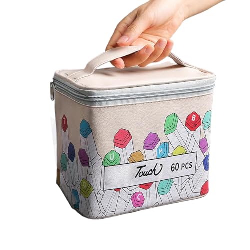 dwxnauixl Stilvolle Stash Farbige Tasche Mit Basis Für Mark Stift Lagerung Tasche Bunte Mit Basis PU 80 Farbe Lagerung Box, 60 Farben von dwxnauixl