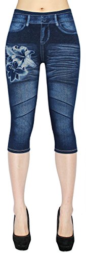 dy_mode Damen Capri Jeggings 3/4 Leggings in Jeans Optik - Gr.36/38/40 - CLG001 (3LG168-Lily) von dy_mode