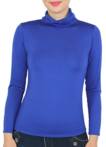 Damen Rollkragen Thermo Shirt Langarmshirt mit Innenfutter - LD007 (36/38 - S/M, LD007-Royalblau) von dy_mode