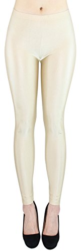 dy_mode Glanz Leggings Damen Bunte Tanz Leggings glänzende Leggins Shiny One Size - JL116 (One Size - geeignet für Gr.36-38, JL116-HellbeigeNude) von dy_mode