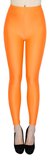 dy_mode Glanz Leggings Damen bunt viele Farben Tanz Leggings glänzende Leggins Shiny One Size - JL116 (One Size - geeigent für Gr. 36-38, JL116-Orange) von dy_mode