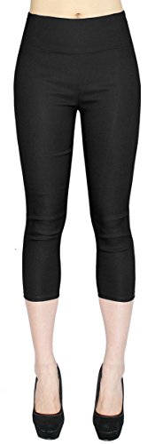 dy_mode High Waist Damen Capri Hose 7/8 Skinny Pants/Slim Fit - Figurformend - viele Farben - CLG077 (38/M, CLG077-Schwarz) von dy_mode