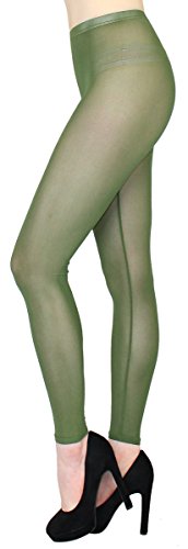 dy_mode Transparente Leggings in Sommerfarben/Durchsichtige Netz Leggings Strumpfhose - elastisch One Size 36 bis 42 - YLG114 (YLG114-Armygrün) von dy_mode