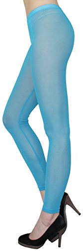 dy_mode Transparente Leggings in Sommerfarben/Durchsichtige Netz Leggings Strumpfhose - elastisch One Size 36 bis 42 - YLG114 (YLG114-Himmelblau) von dy_mode