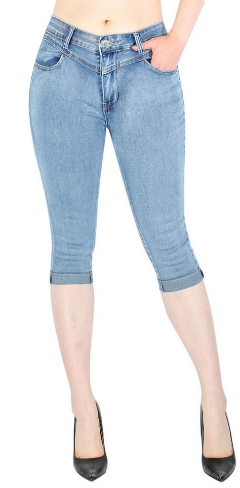 dy_mode 3/4-Jeans Damen Capri Jeans 3/4 Jeanshose Skinny Fit Stretchjeans Push-Up Po Skinny Jeans von dy_mode