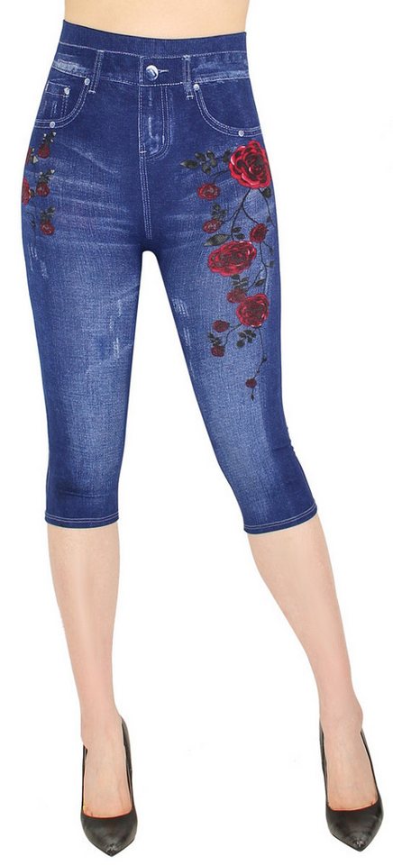 dy_mode 3/4-Leggings Capri Jeggings Damen 3/4 Leggings High Waist Sommerleggings mit elastischem Bund von dy_mode