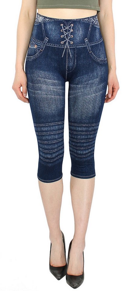 dy_mode 3/4-Leggings Damen Capri Leggings High Waist 3/4 Jeggings Sommerleggings mit elastischem Bund von dy_mode