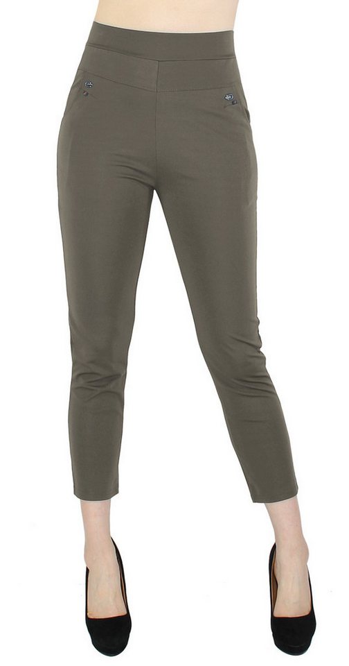 dy_mode 7/8-Hose Lässige High Waist 7/8 Röhrenhose Damen Stoffhose Sommer mit elastischem Bund von dy_mode