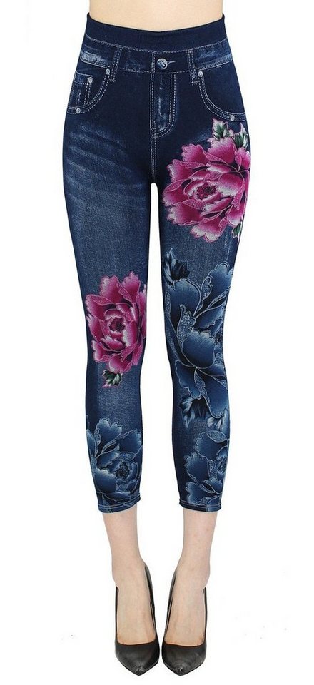 dy_mode 7/8-Jeggings Damen 7/8 Leggings Jeans Optik Capri Jeggings Sommer Jeggins mit elastischem Bund, High Waist von dy_mode