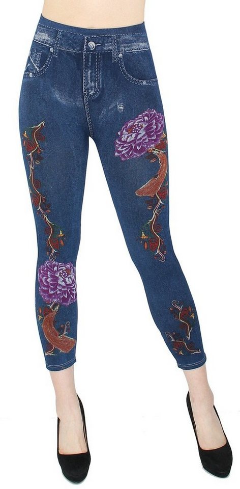 dy_mode 7/8-Jeggings Damen 7/8 Leggings Jeans Optik Capri Jeggings Sommer Jeggins mit elastischem Bund von dy_mode