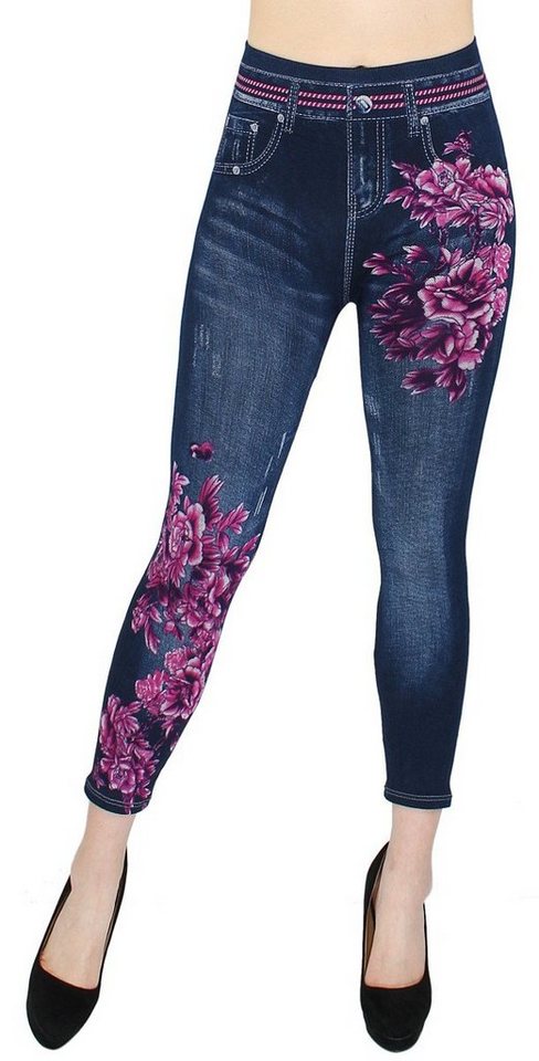 dy_mode 7/8-Jeggings Damen 7/8 Leggings Jeans Optik Capri Jeggings Sommer Jeggins mit elastischem Bund von dy_mode