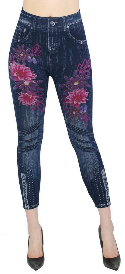 dy_mode 7/8-Jeggings Damen Capri Jeggings 7/8 Leggings Jeans Optik Sommer Jeggins mit elastischem Bund von dy_mode