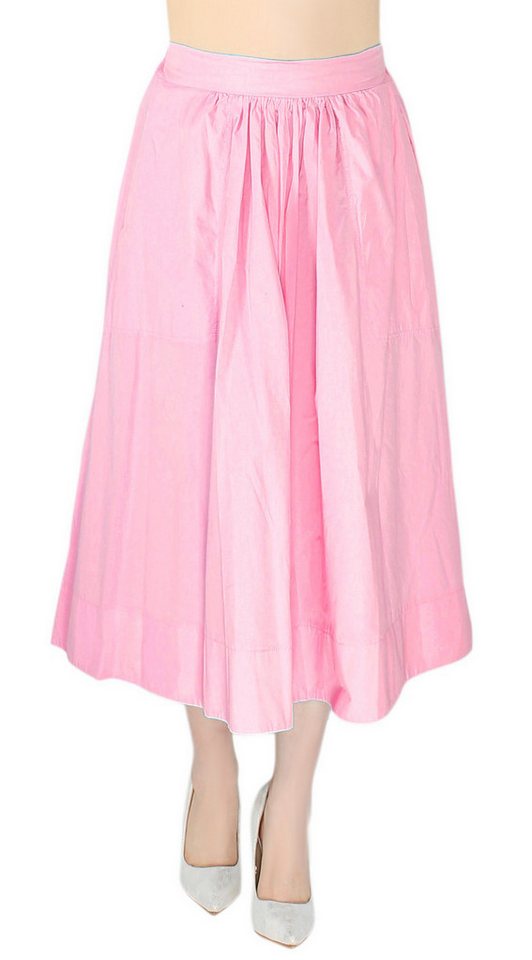 dy_mode A-Linien-Rock Damen Freizeit Rock Baumwolle Midi-Rock Faltenrock A-Linien Rock in Unifarbe, mit seitlichen Taschen und Gummibund am Rücken von dy_mode