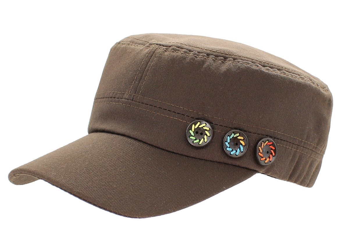 dy_mode Army Cap Army Cap Unifarbe Schirmmütze Herren Mütze Damen Kappe mit peppigen Holzknöpfen von dy_mode