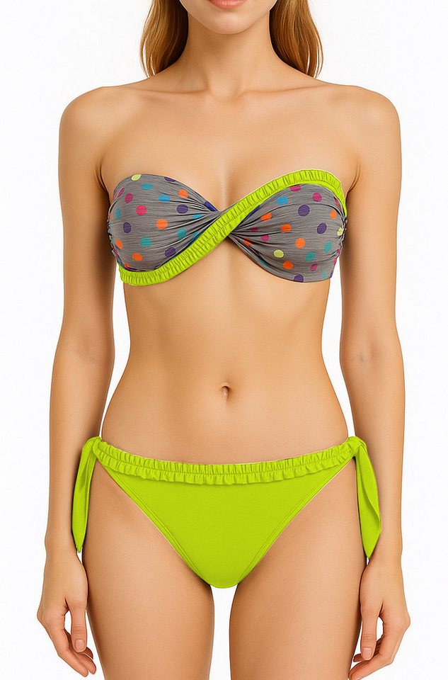 dy_mode Bandeau-Bikini Bunter Twist-Bandeau Bikini mit Punkten – mit/ohne Träger Twist-Look von dy_mode