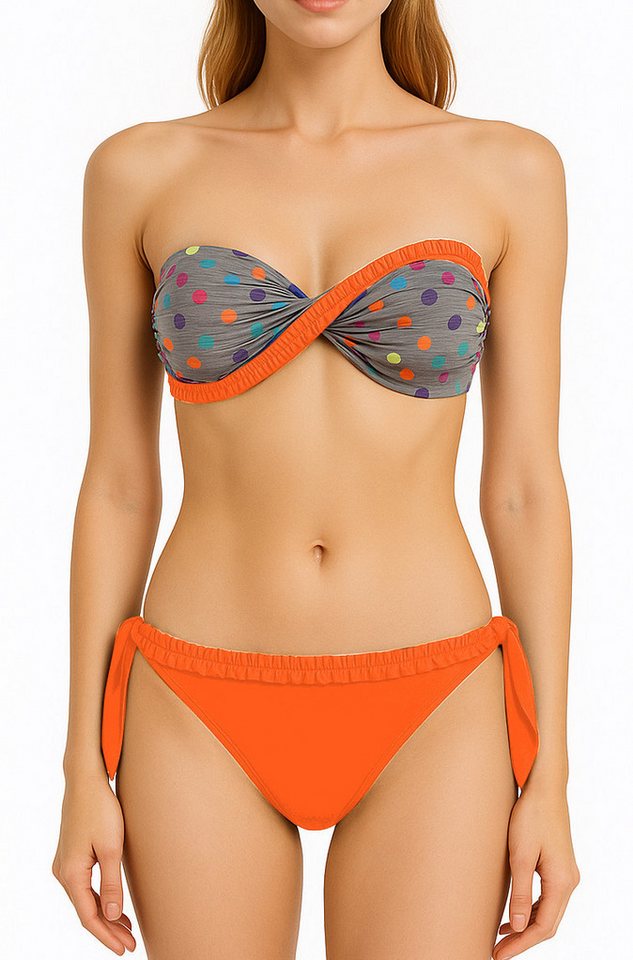 dy_mode Bandeau-Bikini Bunter Twist-Bandeau Bikini mit Punkten – mit/ohne Träger Twist-Look von dy_mode