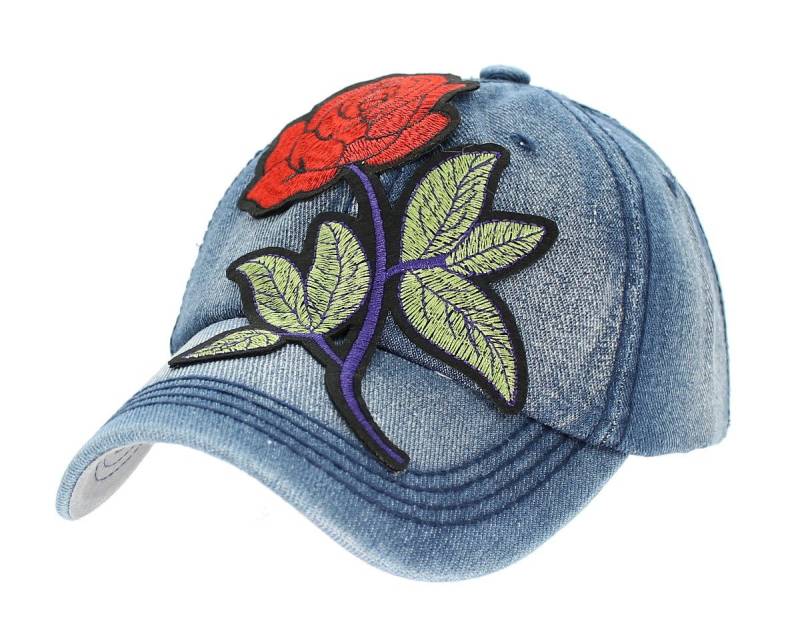 dy_mode Baseball Cap Damen Baseball Cap Mütze Kappe mit Blumen Aufnäher Schirmmütze von dy_mode