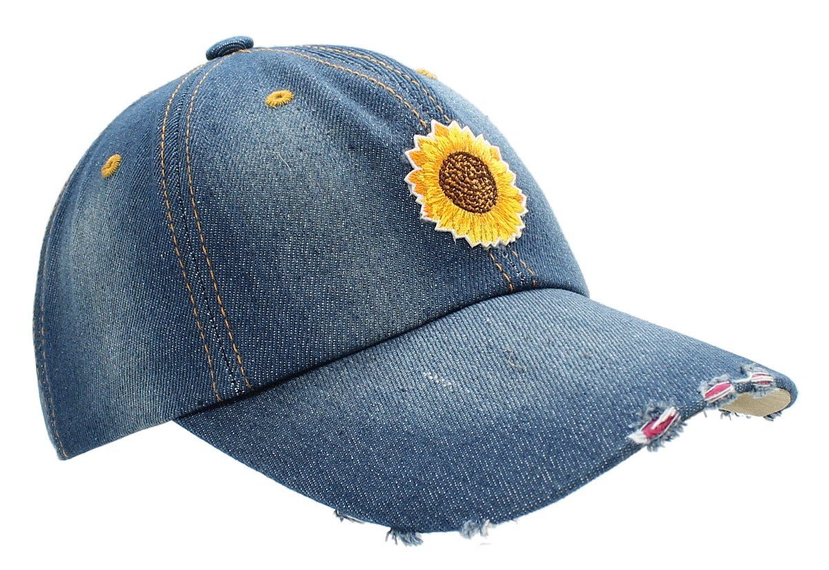 dy_mode Baseball Cap Damen Baseball Cap Mütze Kappe mit Blumen Aufnäher Schirmmütze von dy_mode