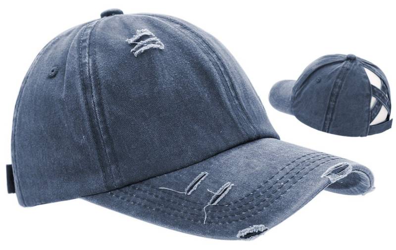 dy_mode Baseball Cap Damen Baseball Cap mit Zopfloch Frauen Mütze Schirmmütze Ponytail Loch Mit Ponytail Loch, im Destroyed Look von dy_mode