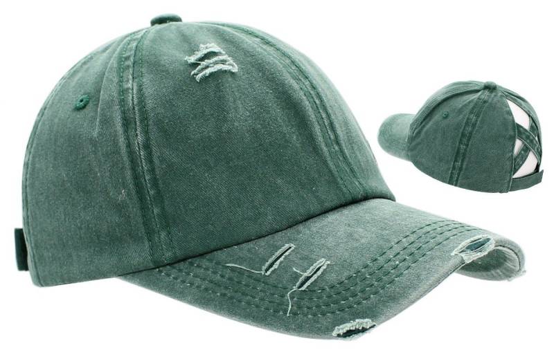 dy_mode Baseball Cap Damen Baseball Cap mit Zopfloch Frauen Mütze Schirmmütze Ponytail Loch Mit Ponytail Loch, im Destroyed Look von dy_mode