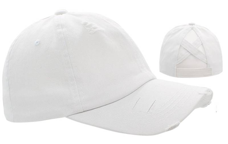 dy_mode Baseball Cap Damen Baseball Cap mit Zopfloch Frauen Mütze Schirmmütze Ponytail Loch Mit Ponytail Loch, im Destroyed Look von dy_mode