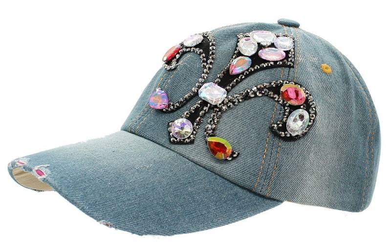 dy_mode Baseball Cap Damen Jeans Baseball Cap Mütze Kappe mit Glitzer Basecap mit Strass One Size von dy_mode