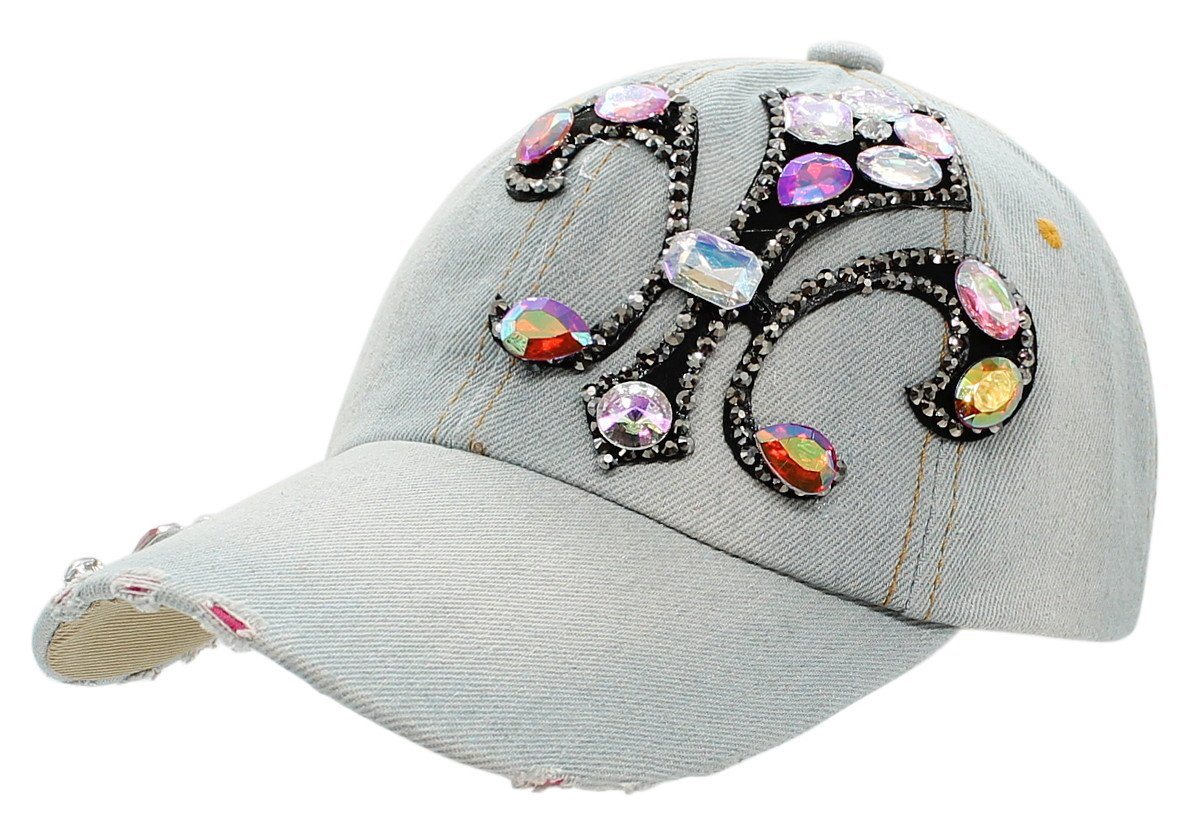 dy_mode Baseball Cap Damen Jeans Baseball Cap Mütze Kappe mit Glitzer Basecap mit Strass One Size von dy_mode