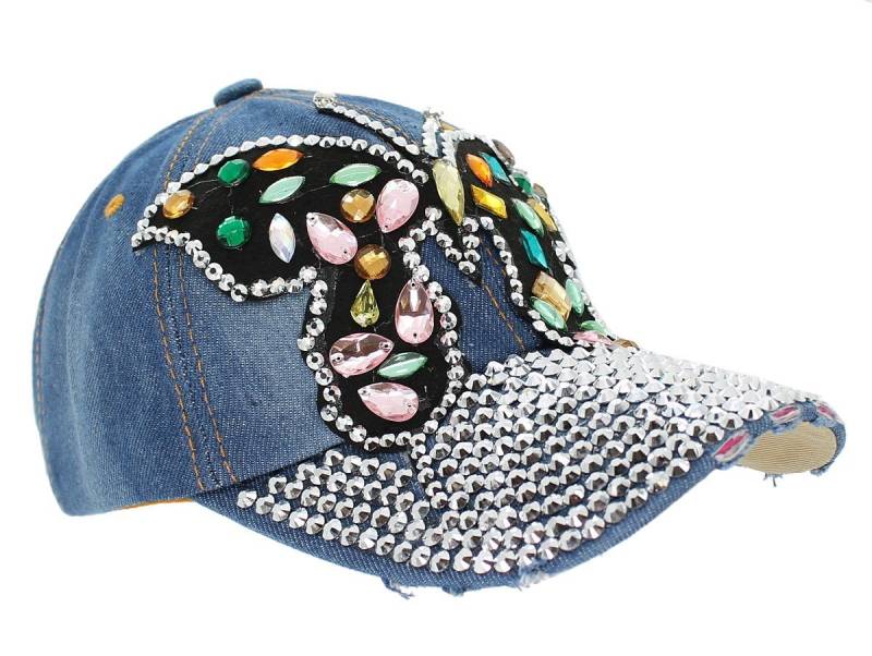 dy_mode Baseball Cap Damen Jeans Baseball Cap Mütze Kappe mit Glitzer Basecap mit Strass One Size von dy_mode