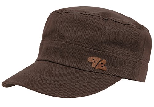 dy_mode Baseball Cap Damen Kappe Schirmmütze Mütze Kappe Military Style mit Herz Holzknopf - K008 (K008-Braun) von dy_mode