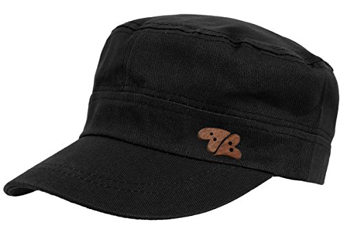 dy_mode Baseball Cap Damen Kappe Schirmmütze Mütze Kappe Military Style mit Herz Holzknopf - K008 (K008-Schwarz) von dy_mode