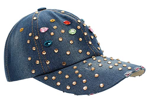 dy_mode Basecap Damen Jeans Baseball Cap Mütze Kappe Glitzer - K020 (K200-Dunkelblau) von dy_mode