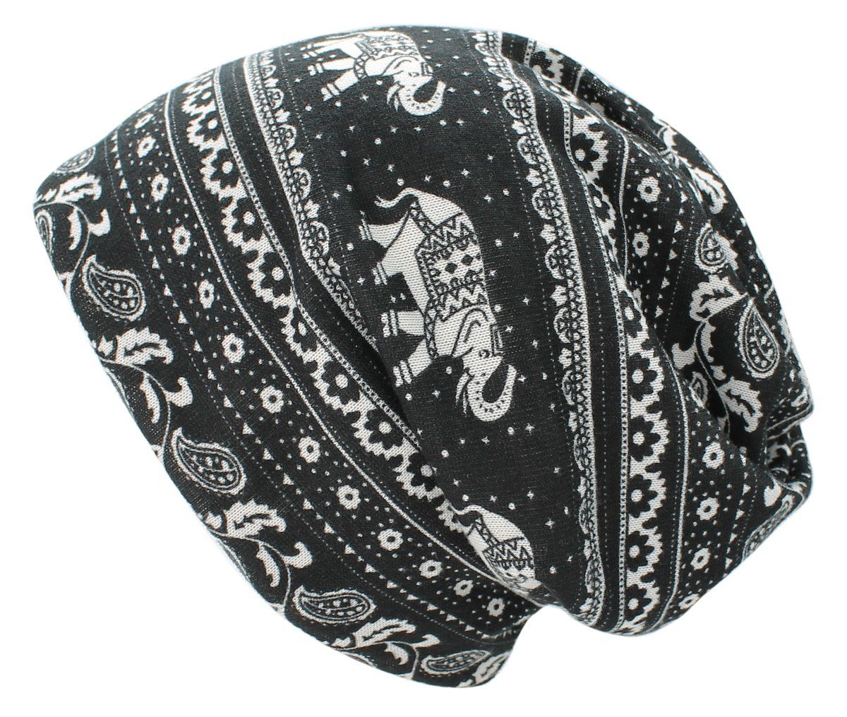 dy_mode Beanie Damen Beanie Mütze mit Elefanten Paisley Muster Longbeanie von dy_mode