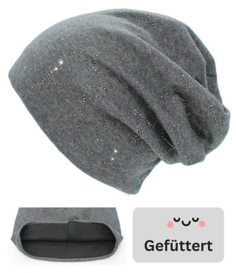 dy_mode Beanie Damen Beanie Mütze mit Strass – Gefütterte Beanie für kalte Tage mit Innenfutter von dy_mode