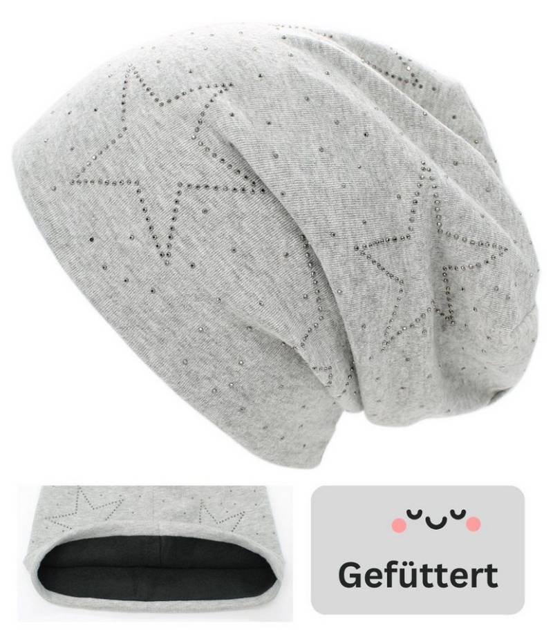 dy_mode Beanie Damen Beanie Mütze mit Strass – Gefütterte Beanie für kalte Tage mit Innenfutter von dy_mode
