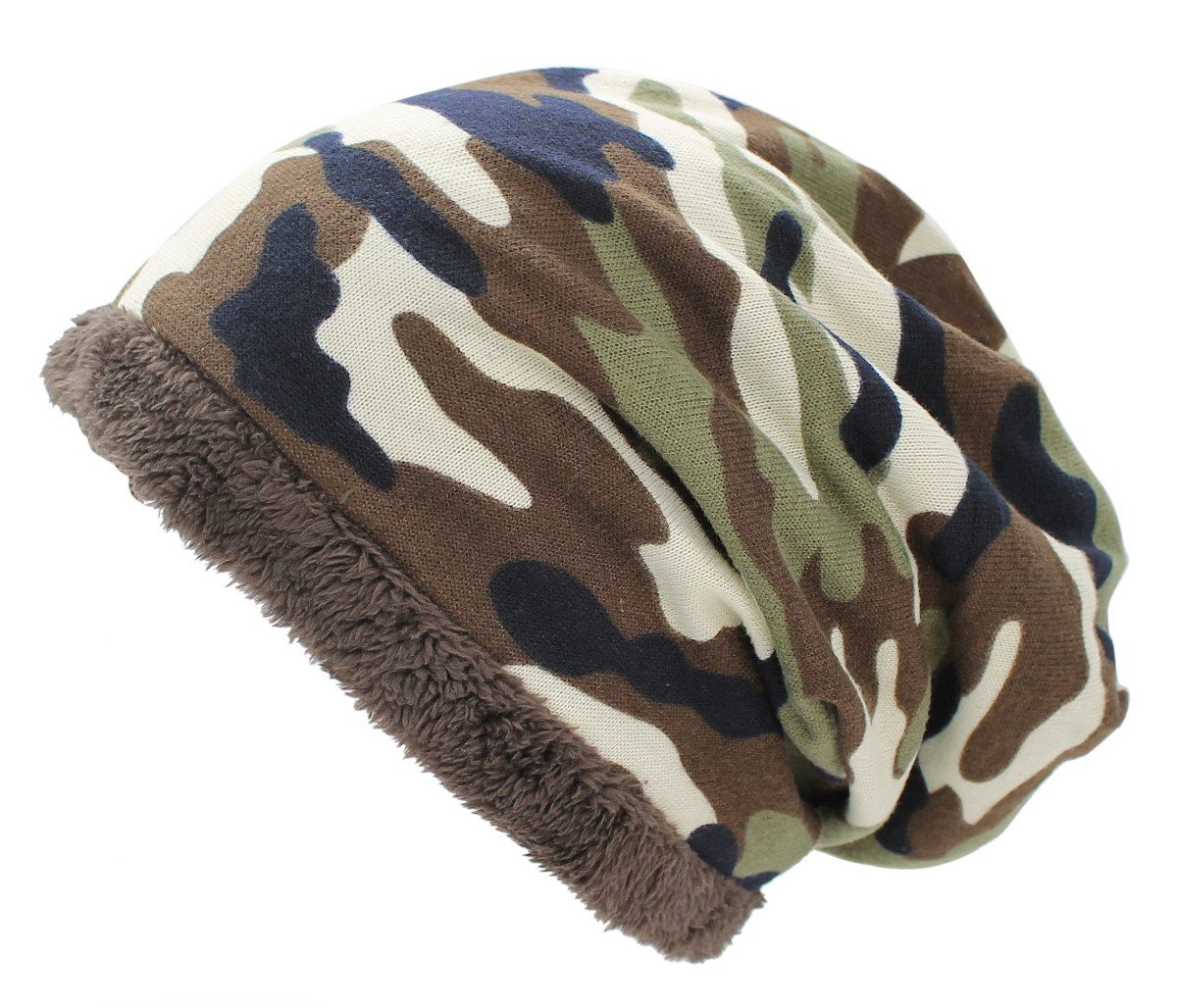 dy_mode Beanie Unisex Beanie Mütze mit Innenfutter in Camouflage Army Muster mit Innenfutter von dy_mode