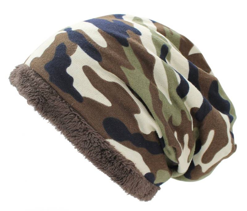 dy_mode Beanie Unisex Beanie Mütze mit Innenfutter in Camouflage Army Muster mit Innenfutter von dy_mode