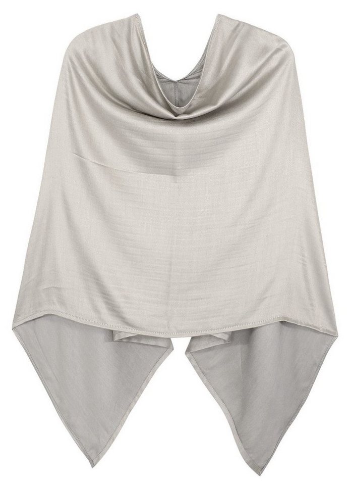 dy_mode Blusenponcho Damen Poncho in Unifarben Leichtes Cape Sommerponcho Umhang Seitlich Lang Schnitt von dy_mode