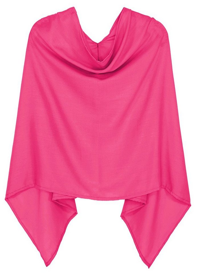 dy_mode Blusenponcho Damen Poncho in Unifarben Leichtes Cape Sommerponcho Umhang in Unifarbe, Seitlich Lang Schnitt von dy_mode