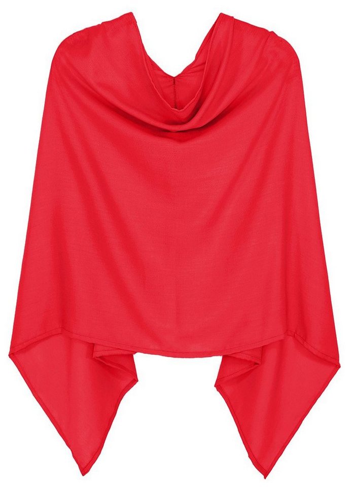 dy_mode Blusenponcho Damen Poncho in Unifarben Leichtes Cape Sommerponcho Umhang in Unifarbe, Seitlich Lang Schnitt von dy_mode