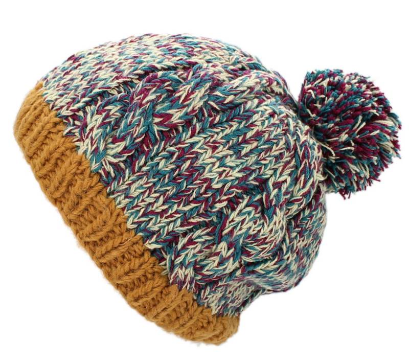 dy_mode Bommelmütze Strickmütze Damen – Bommelmütze Bunte Winter Mütze ohne Futter mit Bommel von dy_mode