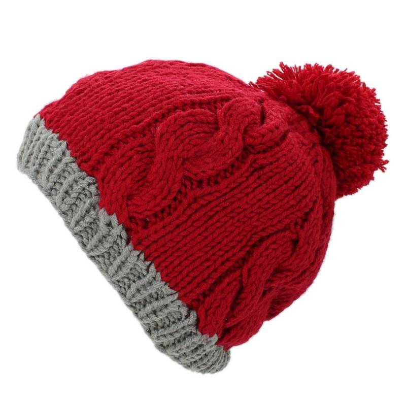 dy_mode Bommelmütze Strickmütze Damen – Bommelmütze Bunte Winter Mütze ohne Futter mit Bommel von dy_mode