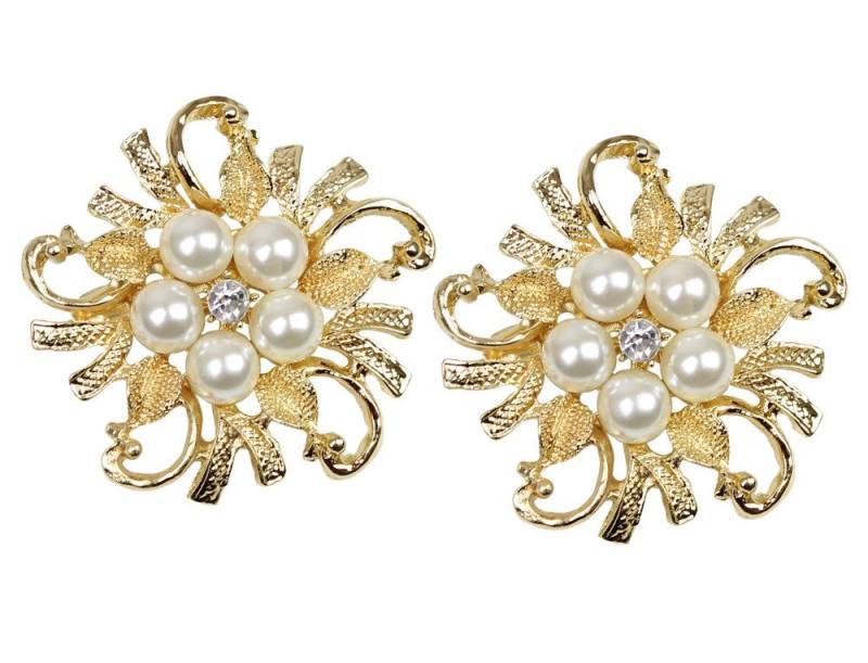 dy_mode Broschen Set Damen Brosche in Blumenkranz Form mit Kunststoffperlen (2er Pack), 2er Pack von dy_mode