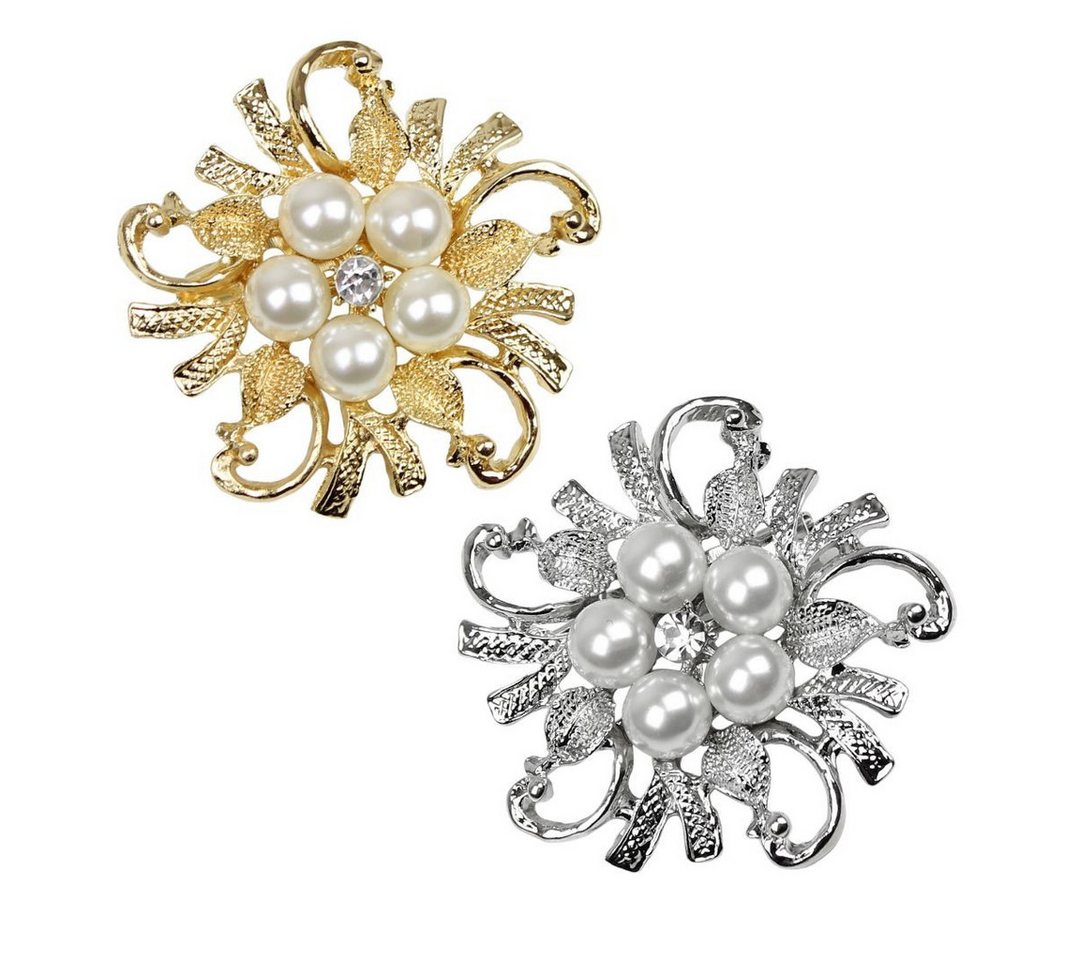 dy_mode Broschen Set Damen Brosche in Blumenkranz Form mit Kunststoffperlen (2er Pack), 2er Pack von dy_mode