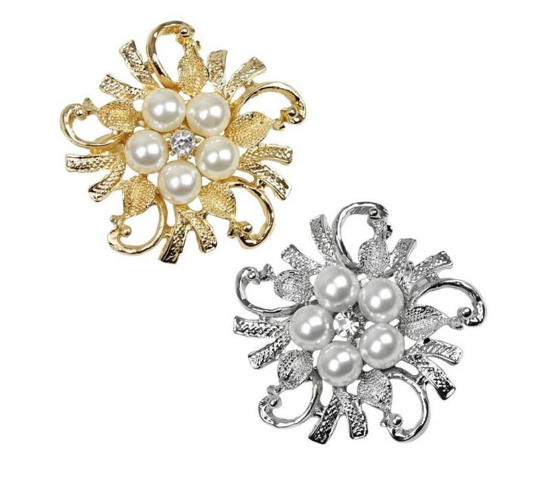 dy_mode Broschen Set Damen Brosche in Blumenkranz Form mit Kunststoffperlen (2er Pack), 2er Pack von dy_mode